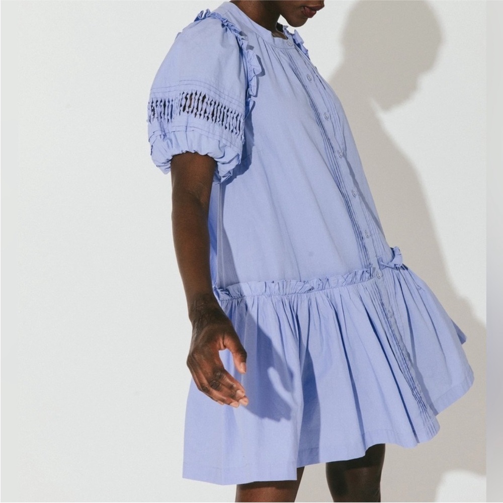 Cleo Bella Periwinkle Blue Button-Front Ruffle Mini Dress - Picture 5 of 6